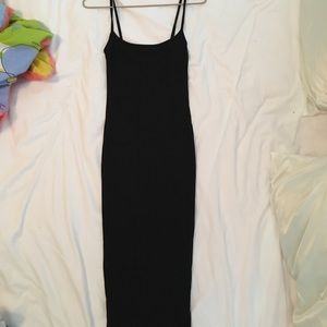 Black ribbed midi dress
